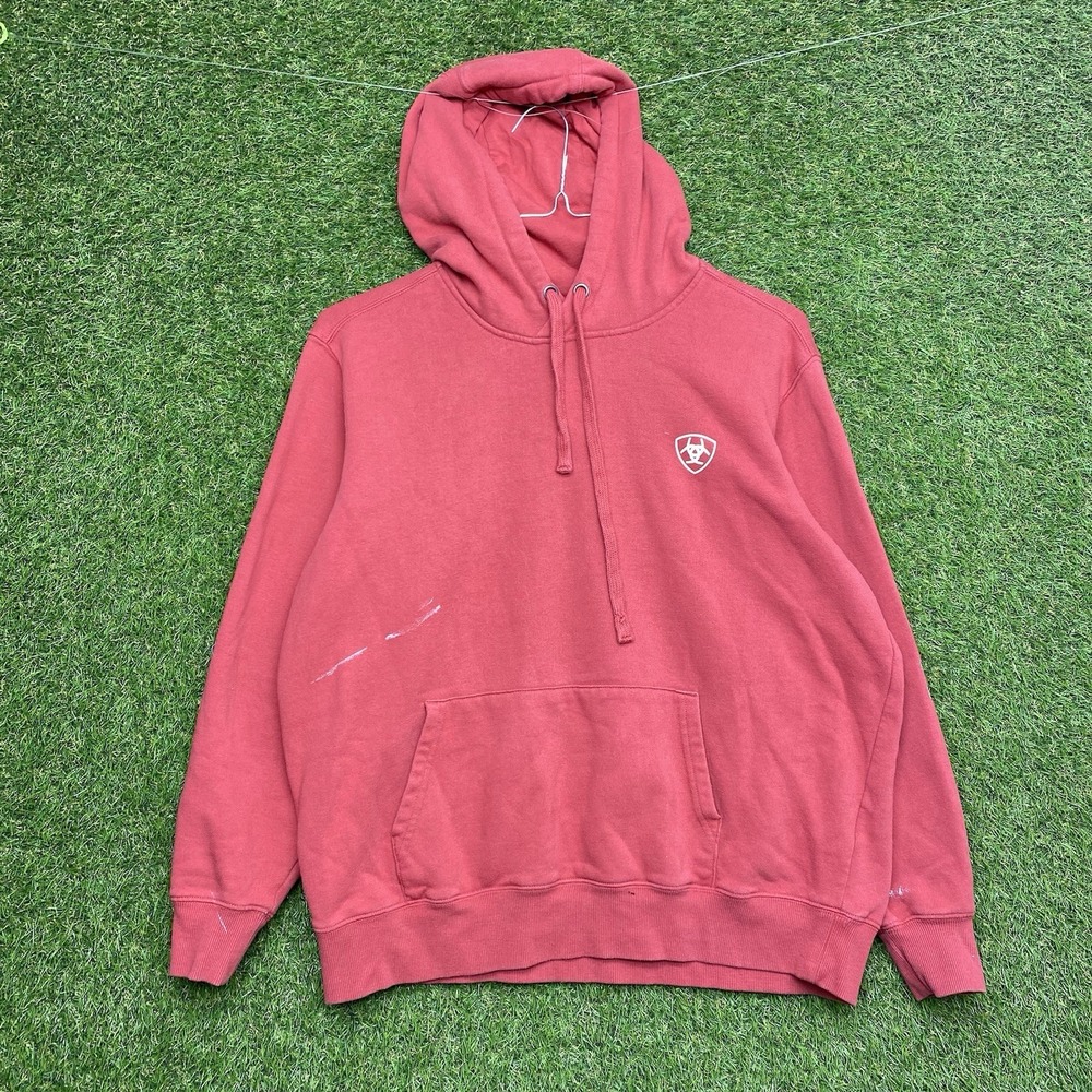 Ariat Hoodie Womens Large Red Spellout Logo Cowgirl Western Ranch Work Wear